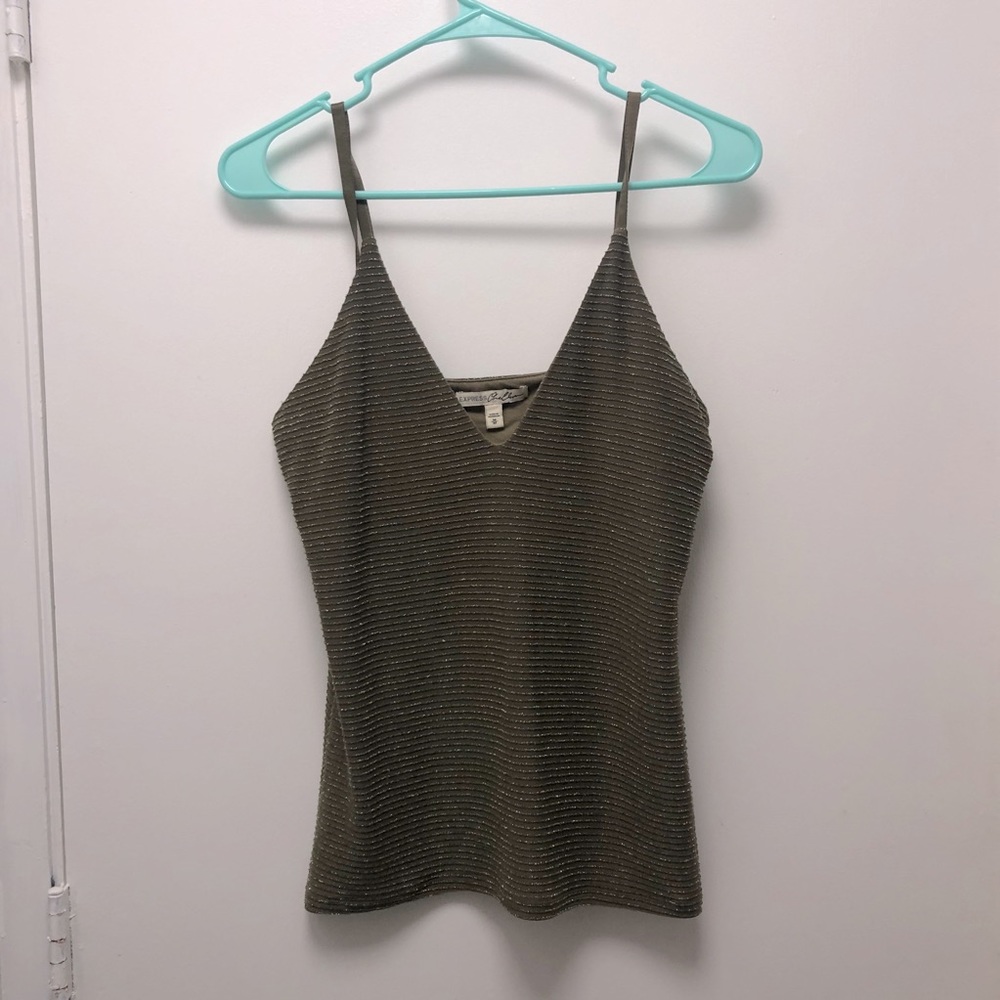 Express Sparkly green tank with built in bra!